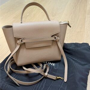 Celine Mini Belt Satchel in Beige Taupe